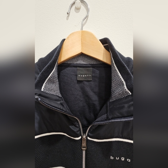 Bugatti Authentic Jacket Nylon/Knit Cotton Zipper Fitted Black size L - Picture 11 of 16